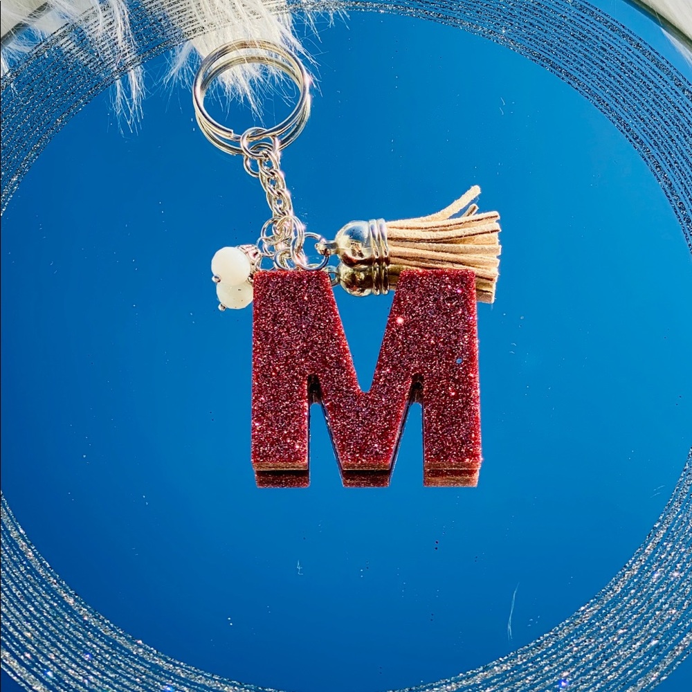 Rose gold letter M keychain